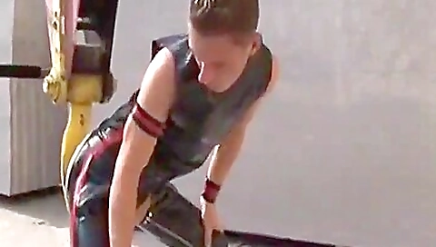 Sexy brunette hair take hands and fucking scooter