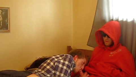 Horny slut takes two dicks