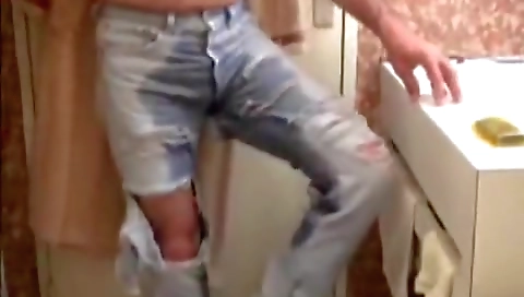 Blonde girl shows her pussy