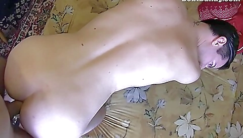 Blonde slut takes on two dicks